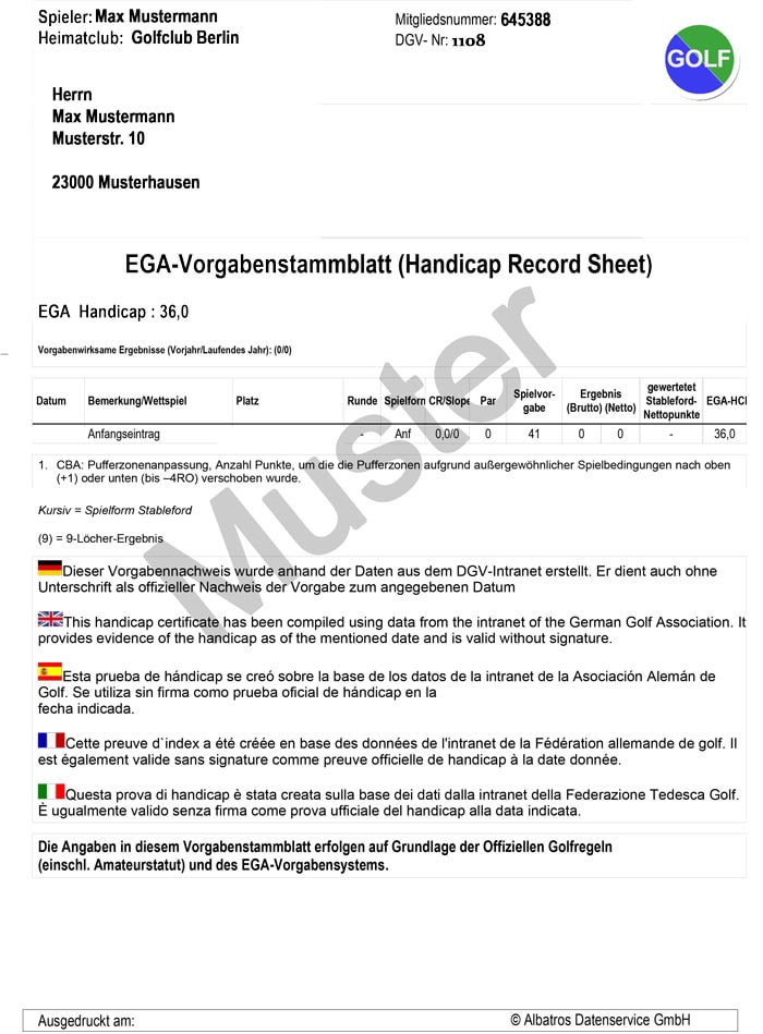 DGV Ausweis Golfmitgliedschaft Berlin 2023 mit Gold R Hologramm